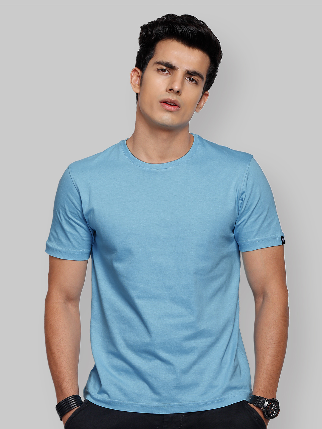 Solids: Sky Blue T-Shirts | The Souled Store  