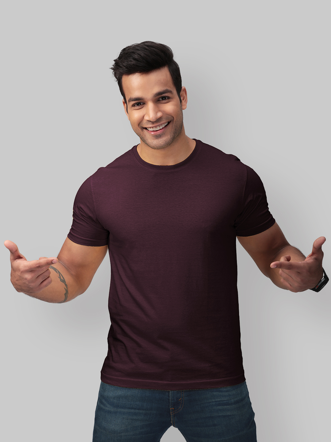 Solids: Burgundy T-Shirts | The Souled Store  