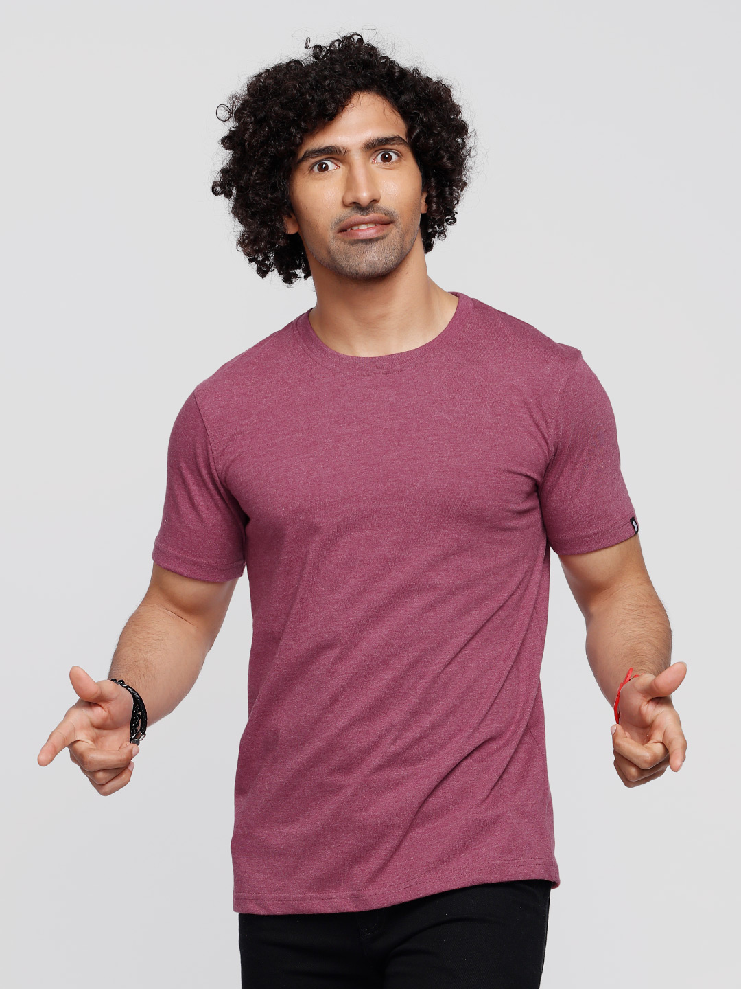 Solids: Maroon Melange T-Shirts | The Souled Store  