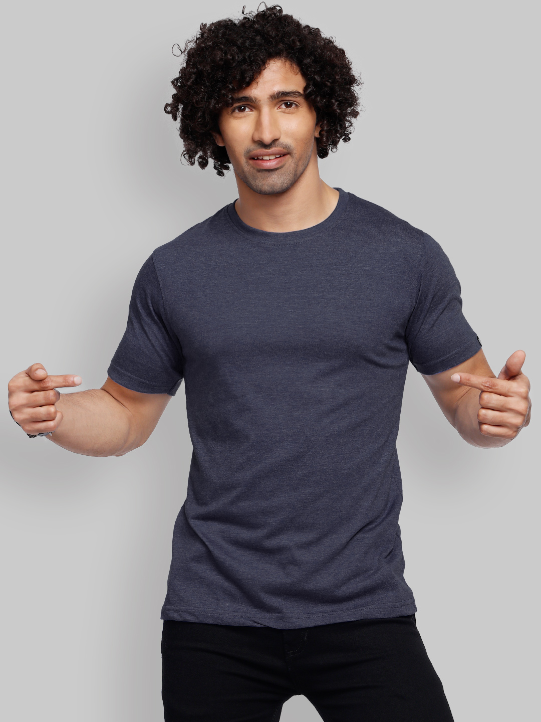 Solids: Navy Blue Melange T-Shirts | The Souled Store  