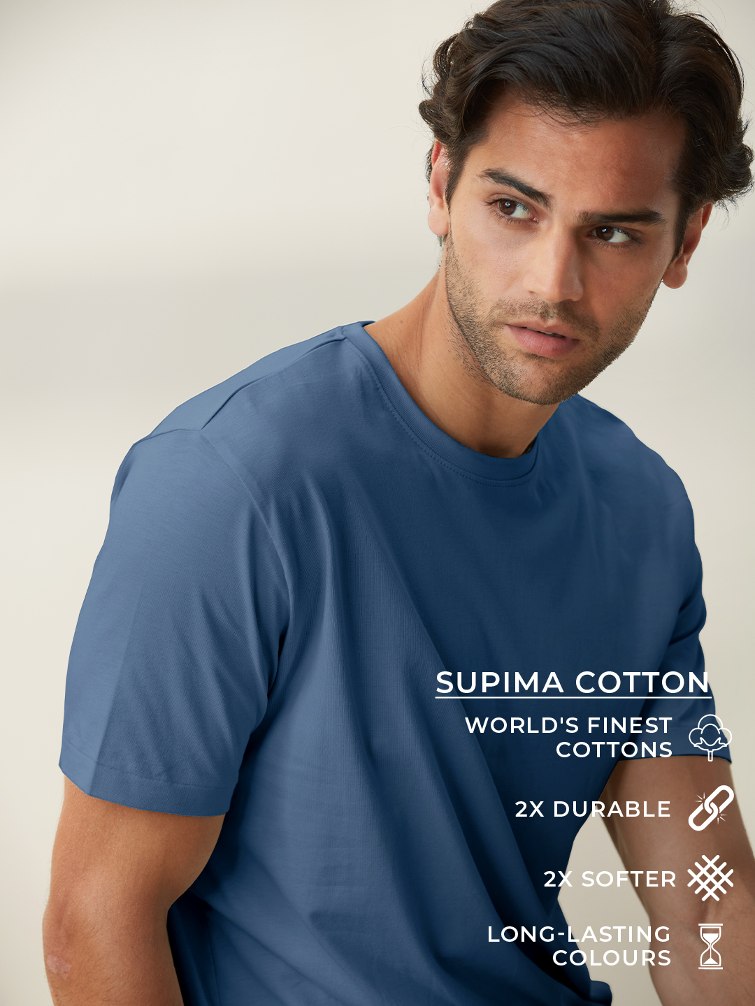 Supima: Denim Blue Supima T-Shirts | The Souled Store  
